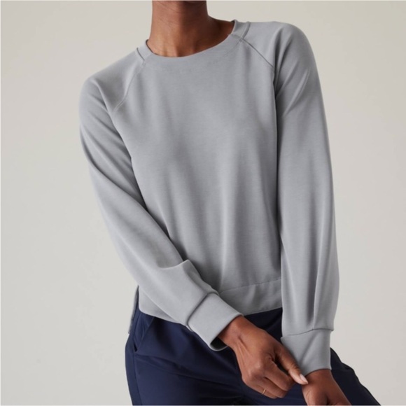 VGUC Athleta Seasoft Scoop Neck Bluish gray Sweatshirt Women’s Small - Picture 6 of 13